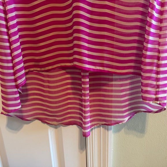 Gianni Bini Striped Women’s Sleeveless Sheer Top Blouse Sz L - Picture 2 of 11